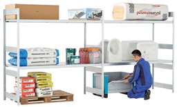 Varastohylly pitkillä hyllytasoilla, korkeus 2500mm