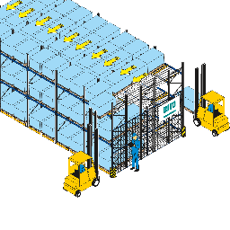 Läpivirtaushylly kuormalavoille, first in first out